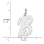 14k White Gold Medium Script Letter B Initial Charm - Image 4
