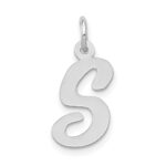 14k White Gold Medium Script Letter S Initial Charm