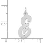 14k White Gold Large Script Letter E Initial Charm - Image 3