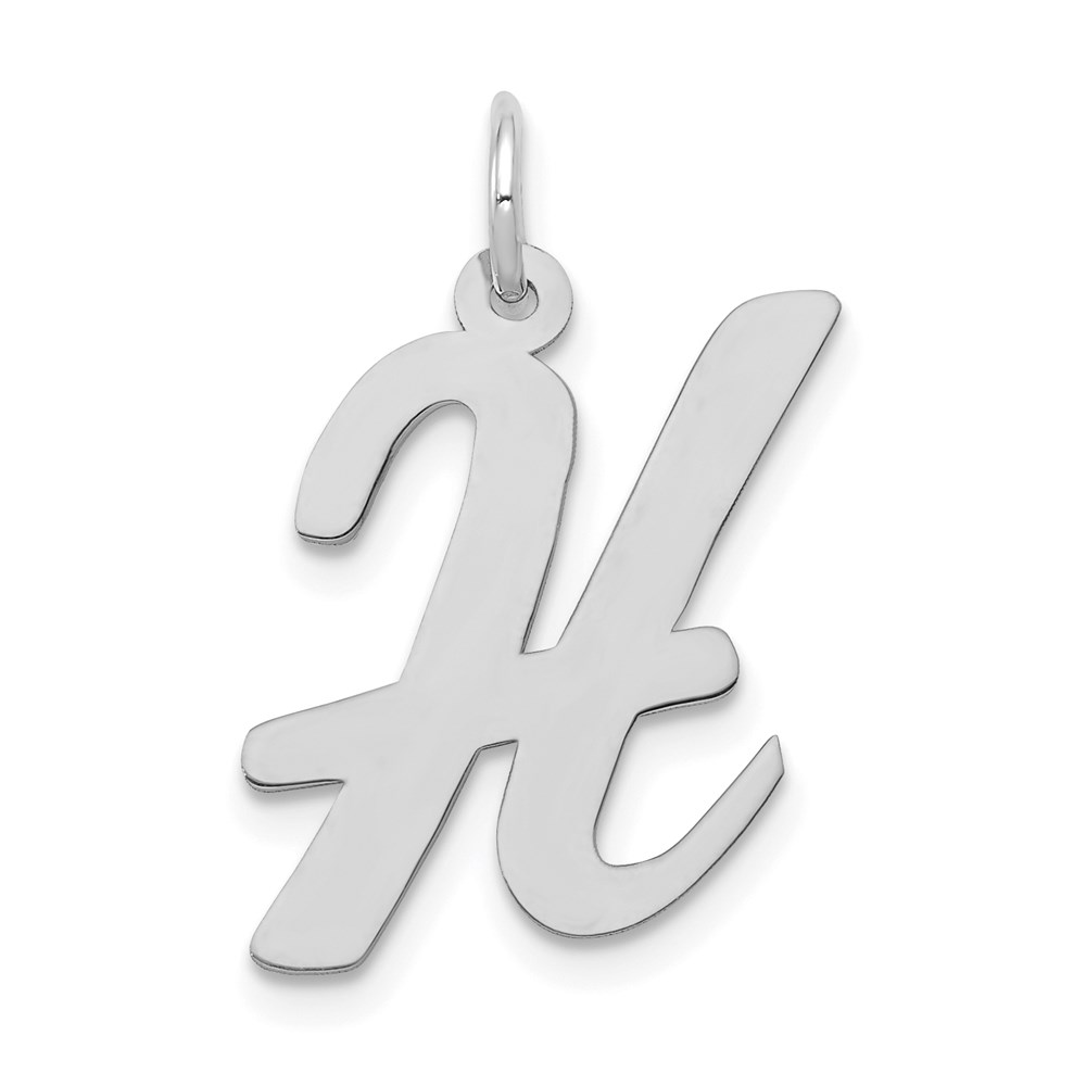 YC663H.jpg 14k White Gold Large Script Letter H Initial Charm - Image 1