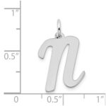 14k White Gold Large Script Letter N Initial Charm - Image 3