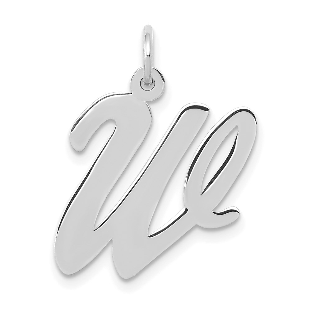 YC663W.jpg 14k White Gold Large Script Letter W Initial Charm - Image 1