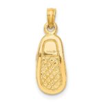 14k Pink Enameled 3-D Baby Shoe with Flowers Pendant - Image 3