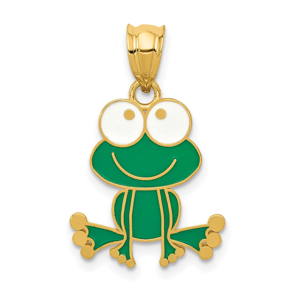 YC913.jpg 14k Green and White Enameled Frog - Image 1