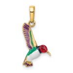 14k Enameled 3-D Hummingbird Pendant - Image 3