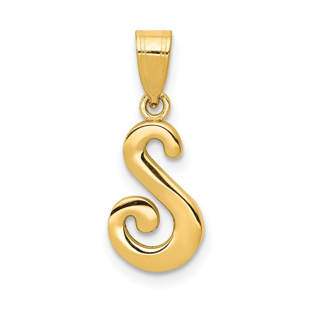 YC993S.jpg 14KY Script Letter S Initial Pendant - Image 1
