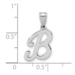 14KW White Gold Script Letter B Initial  Pendant - Image 3