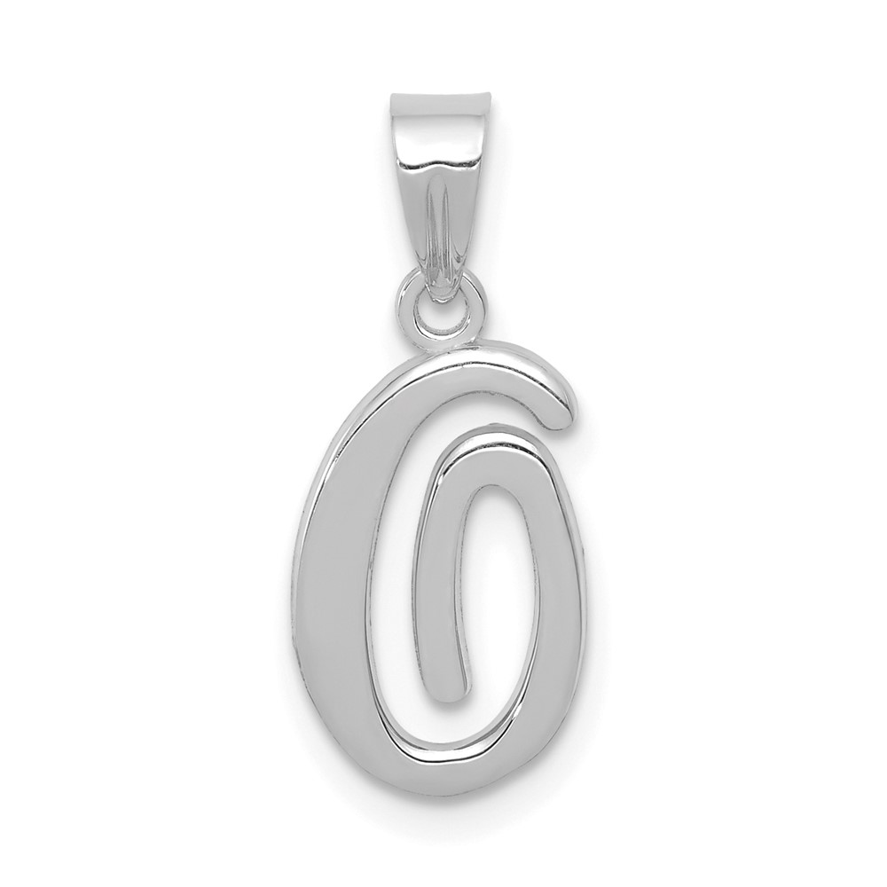YC993WO.jpg 14KW White Gold Script Letter O Initial Pendant - Image 1